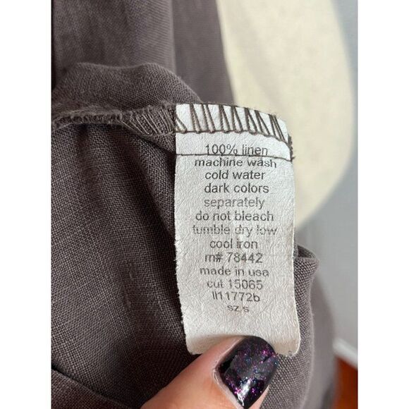 Allen Allen Linen Sleeveless Hi-Lo Shift Dress Size Small Light Brown Laganlook - Picture 7 of 8